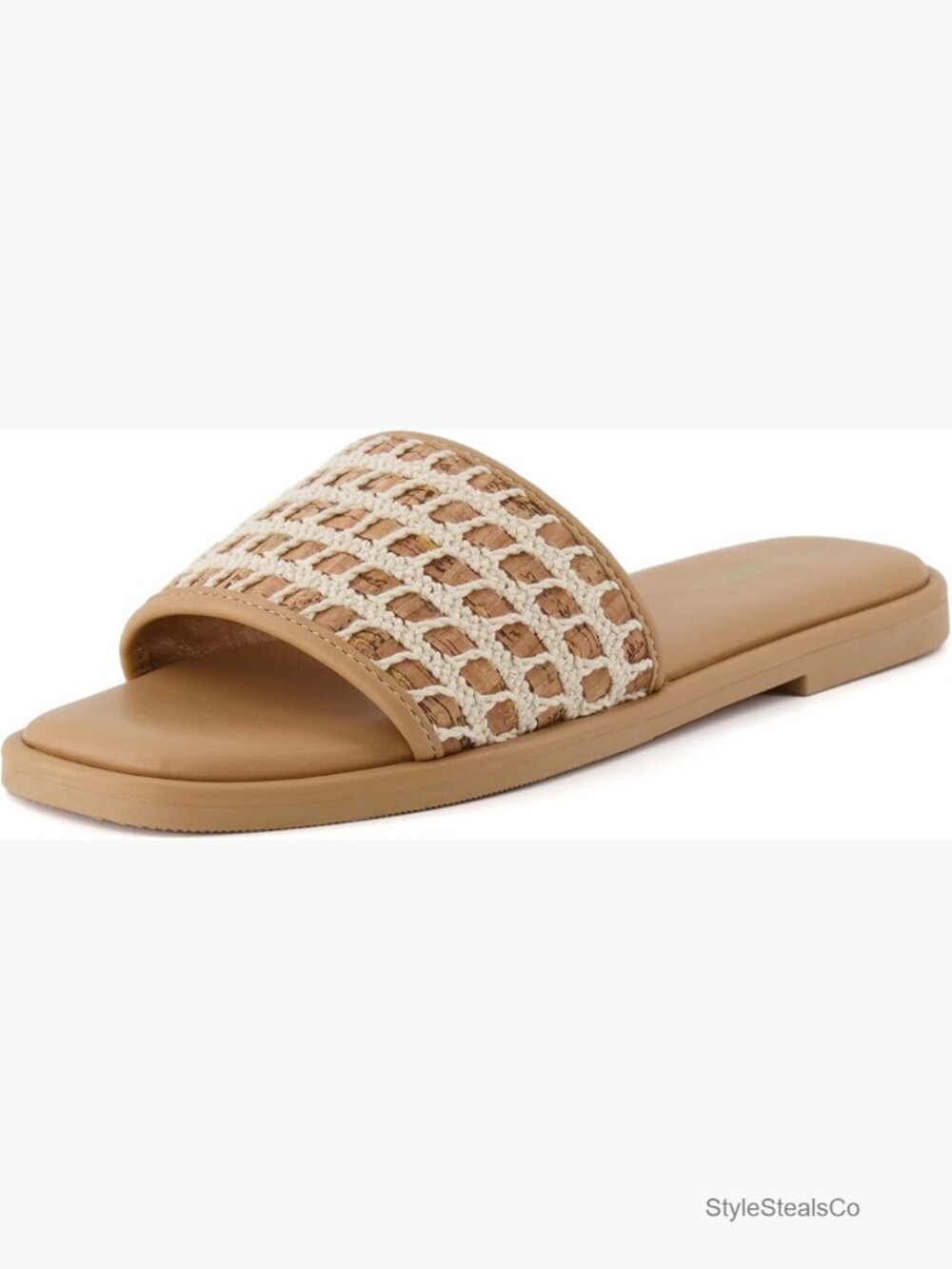 Crochet Cork Slide Sandals Memory Foam Wide Width Non Slip